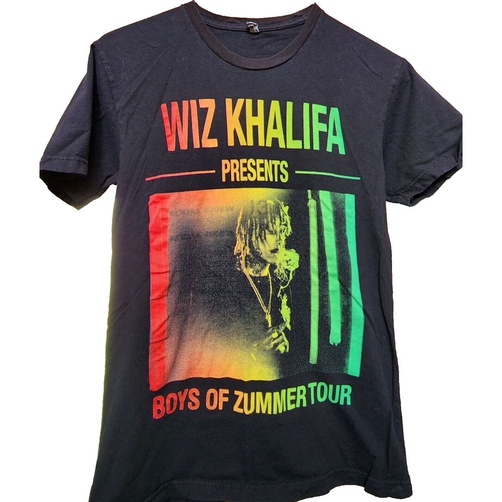 Wiz Khalifa Boys of Zummer Tour 2015 Concert Black T-Shirt Small Rap 2 Side